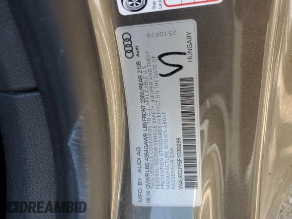 2015 Audi A3 1.8T Premium with VIN WAU6CLFF5F1030299, listed as a Copart auction lot 69073034 with 82,116 mi miles and Salvage Title. Bid and sale history available at carsss.com. Image 15.