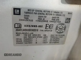 2014 GMC Terrain SLE z VIN 2GKFLWEK0E6382516, wystawiony jako Copart lot #60319535 z przebiegiem 76 877 mil mil oraz Szkoda całkowita • Salvage title. Historia ofert i sprzedaży dostępna na DreamBid. Obrazek 13.