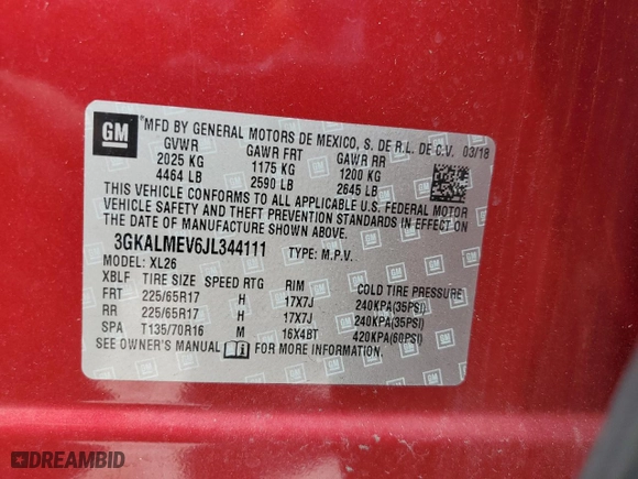 2018 GMC Terrain SLE with VIN 3GKALMEV6JL344111, listed as a Copart auction lot 79290904 with 0 mi miles and Non Repairable. Bid and sale history available at carsss.com. Image 14.