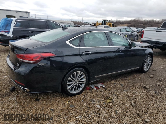 2017 Genesis G80 3.8L with VIN KMHGN4JE9HU175851, listed as a Copart auction lot 50751995 with 97,300 mi miles and Salvage title. Bid and sale history available at DreamBid. Image 3.