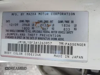 2010 Mazda 3 i Sport with VIN JM1BL1SF3A1263957, listed as a IAAI auction lot 42135115 with 252,283 mi miles and . Bid and sale history available at DreamBid. Image 9.