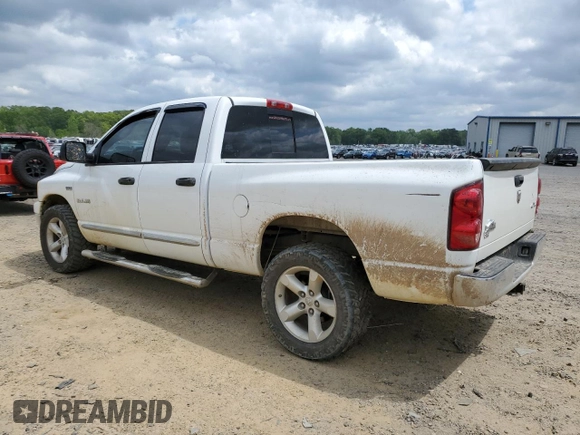2008 Dodge 1500 SLT with VIN 1D7HU18258S592181, listed as a Copart auction lot 52978915 with 123,303 mi miles and Salvage Title. Bid and sale history available at DreamBid. Image 2.
