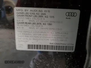 2015 Audi Q5 Premium Plus z VIN WA1CMAFP5FA120756, wystawiony jako Copart lot #47839245 z przebiegiem 86 569 mil mil oraz Szkoda całkowita • Salvage title. Historia ofert i sprzedaży dostępna na DreamBid. Obrazek 13.