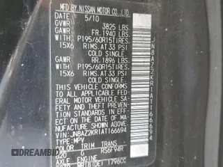 2010 Nissan Cube S z VIN JN8AZ2KR1AT166694, wystawiony jako Copart lot #54436635 z przebiegiem 136 661 mil mil oraz Szkoda całkowita • Salvage title. Historia ofert i sprzedaży dostępna na DreamBid. Obrazek 13.
