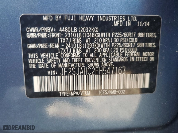 2015 Subaru Forester 2.5i Limited with VIN JF2SJAHC2FH547163, listed as a Copart auction lot 69776434 with 171,938 mi miles and Salvage Title. Bid and sale history available at carsss.com. Image 13.
