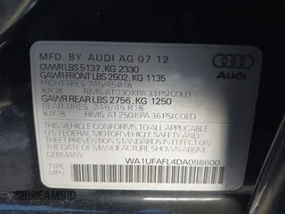 2013 Audi allroad Premium Plus with VIN WA1UFAFL4DA098600, listed as a IAAI auction lot 41329606 with 107,847 mi miles. Bid and sale history available at carsss.com. Image 9.