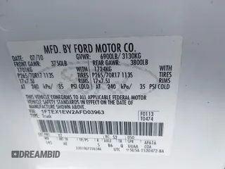 2010 Ford F-150 XL with VIN 1FTEX1EW2AFD03963, listed as a IAAI auction lot 42484788 with 69,056 mi miles and . Bid and sale history available at DreamBid. Image 9.