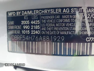 2006 Mercedes-Benz C 280 Luxury with VIN WDBRF54H76A881929, listed as a IAAI auction lot 42669024 with 185,384 mi miles and . Bid and sale history available at DreamBid. Image 9.