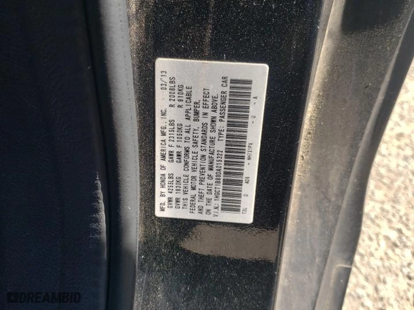 2013 Honda Accord Cpe EX-L with VIN 1HGCT1B89DA015322, listed as a Copart auction lot 48506955 with 151,789 mi miles and Salvage Title. Bid and sale history available at carsss.com. Image 12.