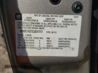 2002 Chevrolet Suburban LT with VIN 1GNEC16Z72J231717, listed as a Copart auction lot 86691164 with 360,491 mi miles and Salvage Title. Bid and sale history available at carsss.com. Image 16.