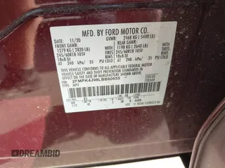 2020 Ford Edge SEL with VIN 2FMPK4J98LBB60655, listed as a IAAI auction lot 41821501 with 41,624 mi miles. Bid and sale history available at carsss.com. Image 9.