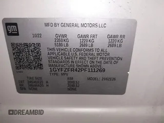 2023 Cadillac XT4 AWD Sport with VIN 1GYFZFR42PF111269, listed as a IAAI auction lot 41614455 with 21,866 mi miles. Bid and sale history available at carsss.com. Image 9.