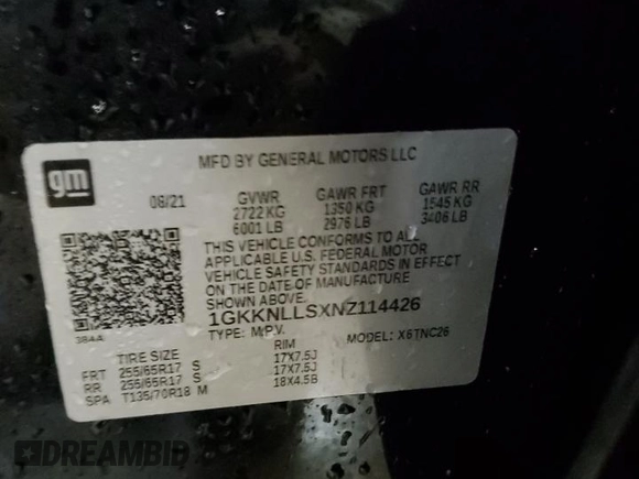 2022 GMC Acadia AT4 with VIN 1GKKNLLSXNZ114426, listed as a Copart auction lot 49227624 with 24,201 mi miles and Non repairable. Bid and sale history available at DreamBid. Image 14.
