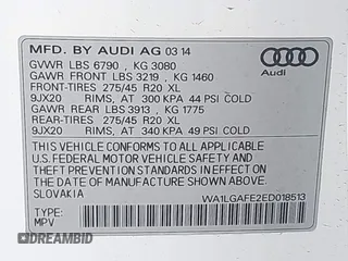 2014 Audi Q7 Premium Plus with VIN WA1LGAFE2ED018513, listed as a IAAI auction lot 42815204 with 121,094 mi miles and . Bid and sale history available at DreamBid. Image 9.
