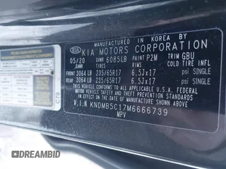 2021 Kia Sedona EX with VIN KNDMB5C17M6666739, listed as a IAAI auction lot 41423684 with 41,816 mi miles. Bid and sale history available at carsss.com. Image 9.