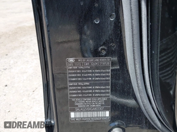 2016 Land Rover LR4 HSE with VIN SALAG2V6XGA803307, listed as a IAAI auction lot 42038144 with 79,181 mi miles and . Bid and sale history available at DreamBid. Image 9.