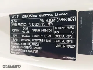 2024 Ineos Grenadier Station Wagon with VIN SC6GM1CA5RF016591, listed as a IAAI auction lot 41884026 with 3,776 mi miles. Bid and sale history available at carsss.com. Image 9.