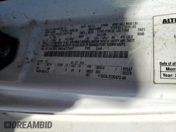 2011 Ford Econoline Cargo Commercial with VIN 1FTNE2EL2BDA77907, listed as a Copart auction lot 54964005 with 434,809 mi miles and Clean Title. Bid and sale history available at carsss.com. Image 13.