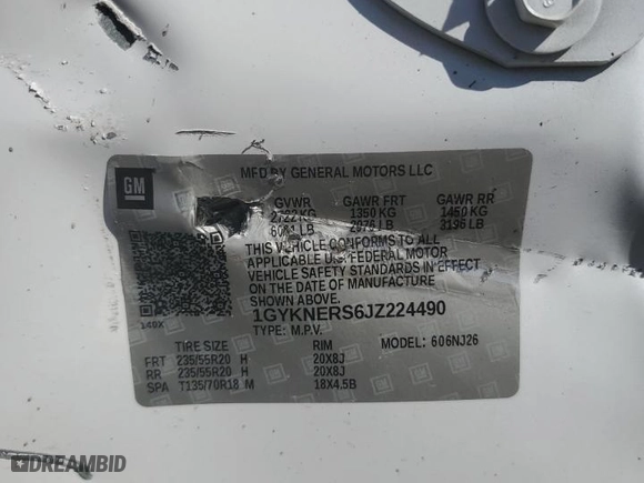 2018 Cadillac XT5 Premium Luxury FWD with VIN 1GYKNERS6JZ224490, listed as a Copart auction lot 48401595 with NaN miles and Salvage Title. Bid and sale history available at carsss.com. Image 15.