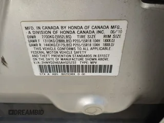 2010 Acura MDX Technology Pkg with VIN 2HNYD2H65AH525722, listed as a IAAI auction lot 41729833 with 166,778 mi miles. Bid and sale history available at carsss.com. Image 9.