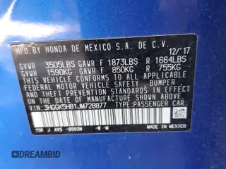2018 Honda Fit EX with VIN 3HGGK5H81JM728877, listed as a Copart auction lot 57211285 with 53,905 mi miles and Salvage title. Bid and sale history available at DreamBid. Image 12.