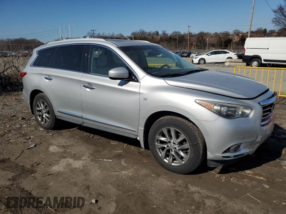 2015 Infiniti QX60 with VIN 5N1AL0MM0FC515754, listed as a Copart auction lot 48455105 with 95,431 mi miles and Salvage title. Bid and sale history available at DreamBid. Image 4.