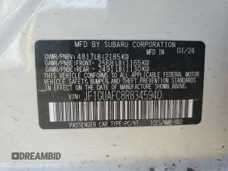 2024 Subaru Impreza Sport with VIN JF1GUAFC8R8345940, listed as a Copart auction lot 81922084 with 8,935 mi miles and Salvage Title. Bid and sale history available at carsss.com. Image 12.