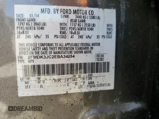 2014 Ford Edge SEL with VIN 2FMDK3JC2EBA34254, listed as a Copart auction lot 48194355 with Not Provided miles and Salvage Title. Bid and sale history available at carsss.com. Image 12.