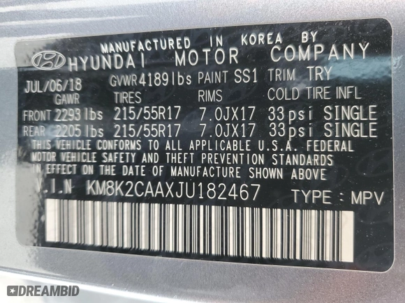 2018 Hyundai Kona SEL with VIN KM8K2CAAXJU182467, listed as a Copart auction lot 49790985 with 48,904 mi miles and Salvage Title. Bid and sale history available at carsss.com. Image 12.
