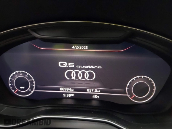 2018 Audi Q5 Premium Plus with VIN WA1BNAFY3J2236543, listed as a IAAI auction lot 41936777 with 86,994 mi miles. Bid and sale history available at carsss.com. Image 7.