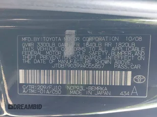 2009 Toyota Yaris z VIN JTDBT903994055857, wystawiony jako IAAI lot #41455682 z przebiegiem 129 657 mil mil oraz . Historia ofert i sprzedaży dostępna na DreamBid. Obrazek 9.