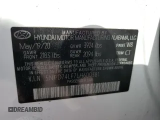 2020 Hyundai Elantra SE z VIN 5NPD74LF7LH600381, wystawiony jako Copart lot #50062255 z przebiegiem 68 795 mil mil oraz Szkoda całkowita • Salvage title. Historia ofert i sprzedaży dostępna na DreamBid. Obrazek 12.