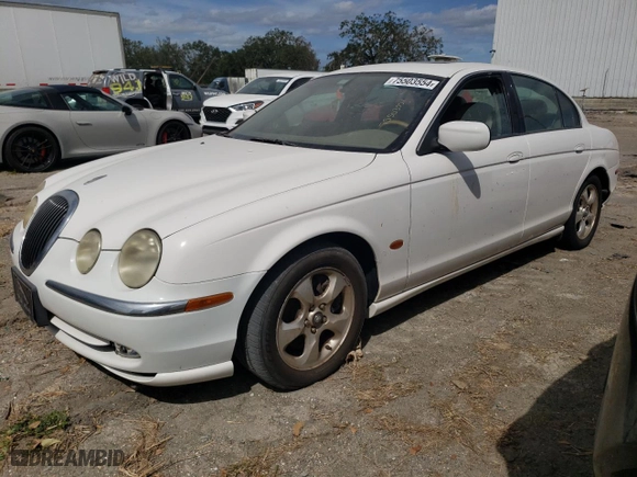 2002 Jaguar S-Type V6 with VIN SAJDA01N72FM21854, listed as a Copart auction lot 75503554 with 0 mi miles and Salvage Title. Bid and sale history available at carsss.com. Image 1.