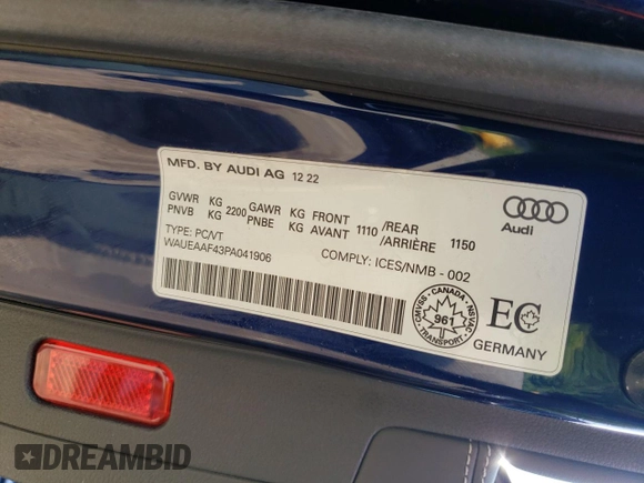 2023 Audi A4 S line Premium Plus z VIN WAUEAAF43PA041906, wystawiony jako Copart lot #59323165 z przebiegiem 27 896 mil mil oraz Czysty tytuł • Clean title. Historia ofert i sprzedaży dostępna na DreamBid. Obrazek 13.