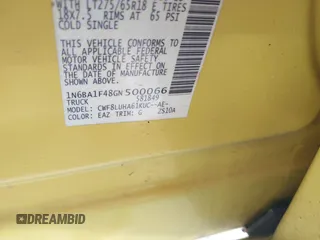 2016 Nissan Titan SL z VIN 1N6BA1F48GN500066, wystawiony jako IAAI lot #41857911 z przebiegiem 133 303 mil mil oraz . Historia ofert i sprzedaży dostępna na DreamBid. Obrazek 9.