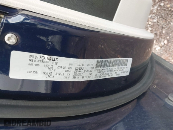 2018 Chrysler Pacifica Touring Plus with VIN 2C4RC1FG9JR261689, listed as a IAAI auction lot 42261105 with 66,622 mi miles and . Bid and sale history available at DreamBid. Image 9.