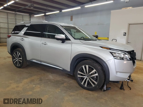 2023 Nissan Pathfinder Platinum with VIN 5N1DR3DK9PC208581, listed as a Copart auction lot 60142655 with 41,442 mi miles and Salvage title. Bid and sale history available at DreamBid. Image 4.