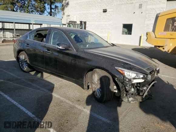 2024 Infiniti Q50 Luxe with VIN JN1EV7BR6RM630707, listed as a Copart auction lot 77115644 with 3,013 mi miles and Salvage Title. Bid and sale history available at DreamBid. Image 4.
