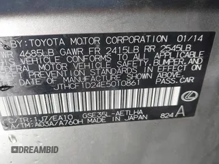 2014 Lexus IS 250 with VIN JTHCF1D24E5010861, listed as a IAAI auction lot 41686598 with 124,675 mi miles. Bid and sale history available at carsss.com. Image 9.