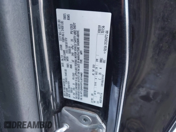 2015 Lincoln MKC with VIN 5LMTJ2AHXFUJ01440, listed as a IAAI auction lot 41526975 with 104,280 mi miles. Bid and sale history available at carsss.com. Image 9.