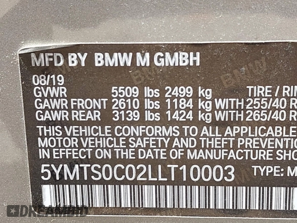 2020 BMW X3 M Competition with VIN 5YMTS0C02LLT10003, listed as a IAAI auction lot 42291298 with 70,155 mi miles and . Bid and sale history available at DreamBid. Image 9.