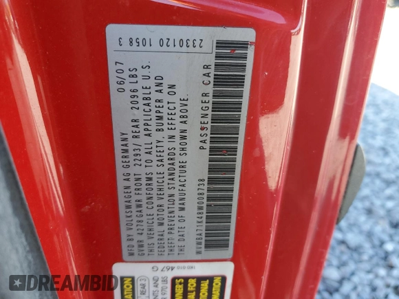 2008 Volkswagen Rabbit S z VIN WVWBA71K48W008738, wystawiony jako Copart lot #55779555 z przebiegiem 140 317 mil mil oraz Szkoda całkowita • Salvage title. Historia ofert i sprzedaży dostępna na DreamBid. Obrazek 12.