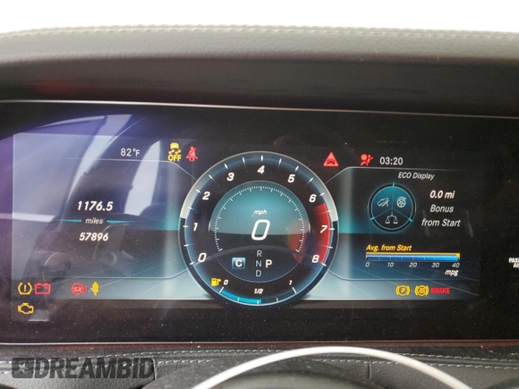 2020 Mercedes-Benz S-Class S 560 with VIN W1KUG8DB9LA569120, listed as a Copart auction lot 71278734 with 57,896 mi miles and Salvage Title. Bid and sale history available at carsss.com. Image 9.