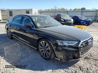 2023 Audi A8 with VIN WAULDAF83PN011055, listed as a Copart auction lot 80932444 with 9,734 mi miles and Salvage Title. Bid and sale history available at carsss.com. Image 4.