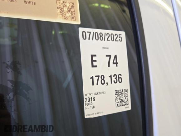 2018 Ford F-150 XL with VIN 1FTFX1E50JKD73903, listed as a IAAI auction lot 42663576 with 178,136 mi miles and . Bid and sale history available at DreamBid. Image 4.