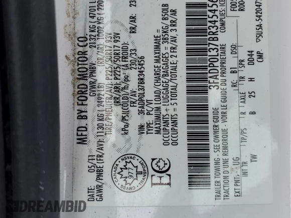 2011 Ford Fusion Hybrid z VIN 3FADP0L37BR345456, wystawiony jako Copart lot #43748565 z przebiegiem 189 741 mil mil oraz Szkoda całkowita • Salvage title. Historia ofert i sprzedaży dostępna na DreamBid. Obrazek 12.