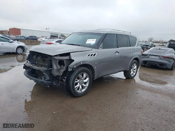 2014 Infiniti QX80 with VIN JN8AZ2ND2E9750945, listed as a IAAI auction lot 41557606 with 95,675 mi miles. Bid and sale history available at carsss.com. Image 2.