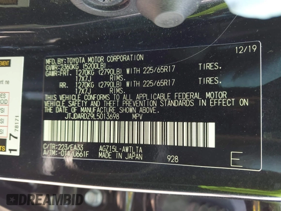 2020 Lexus NX 300 z VIN JTJDARDZ9L5013698, wystawiony jako IAAI lot #42428739 z przebiegiem 33 982 mil mil oraz . Historia ofert i sprzedaży dostępna na DreamBid. Obrazek 9.