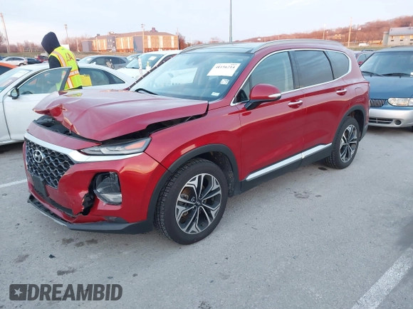 2019 Hyundai Santa Fe Ultimate with VIN 5NMS5CAA4KH105145, listed as a IAAI auction lot 41156214 with 54,796 mi miles and . Bid and sale history available at DreamBid. Image 18.