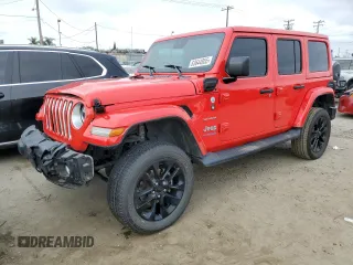 2021 Jeep Wrangler Unlimited Sahara with VIN 1C4JJXP64MW766076, listed as a Copart auction lot 63644955 with 92,421 mi miles and Salvage title. Bid and sale history available at DreamBid. Image 1.